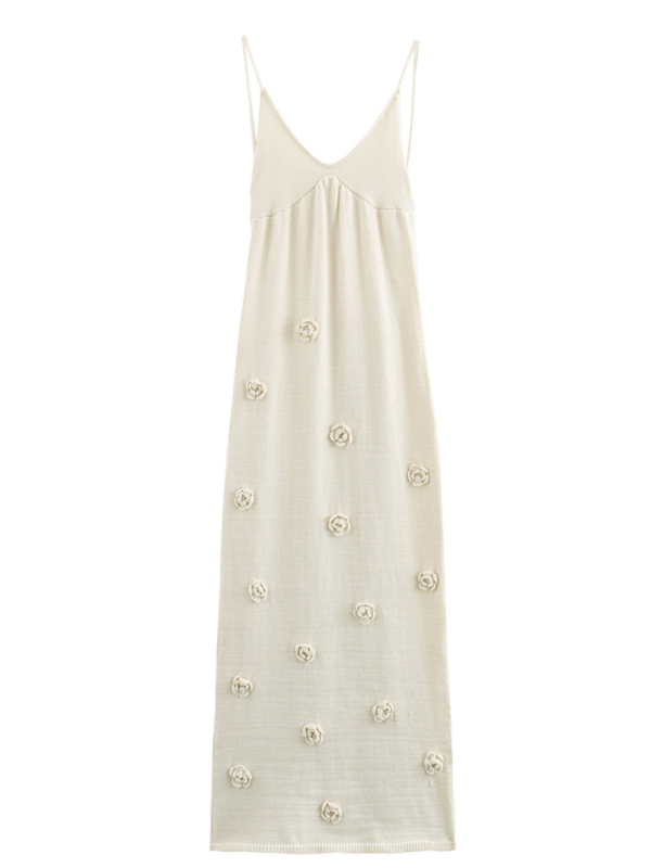 Women's sleeveless slim fit embroidered beach dress