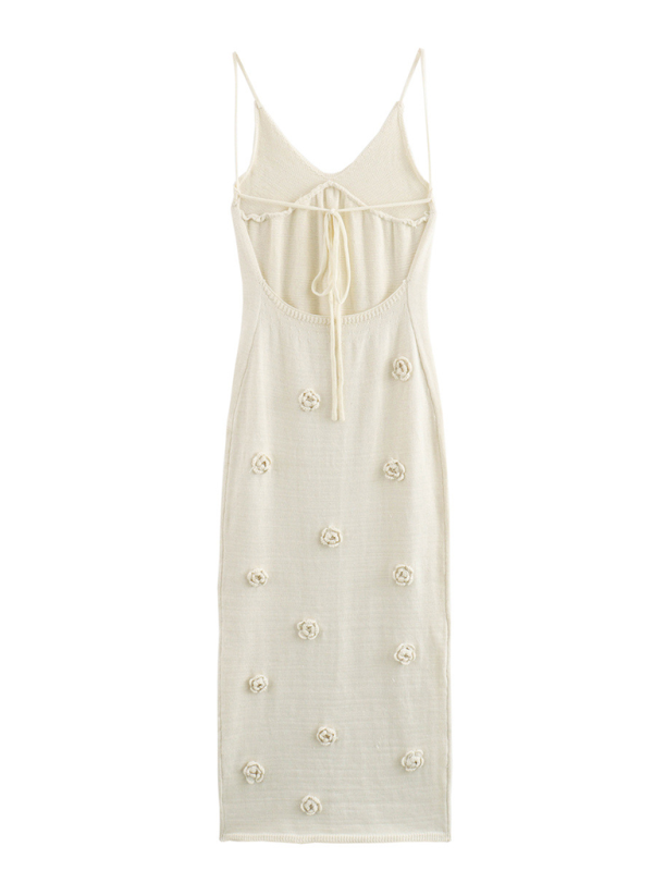 Women's sleeveless slim fit embroidered beach dress