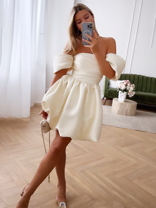 White one-shoulder princess dress