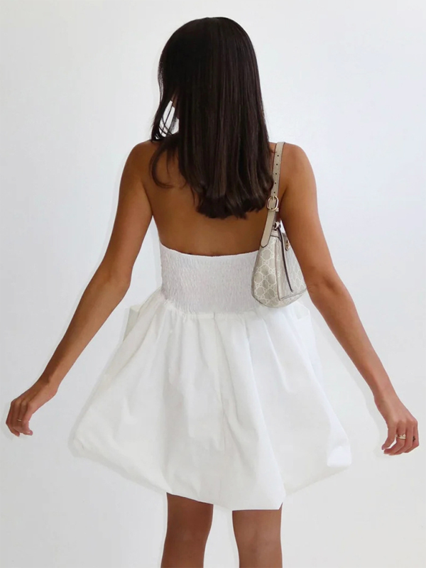 Women's tube top A-line puffy skirt dress