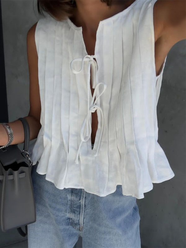 Women's cotton and linen straps blouse