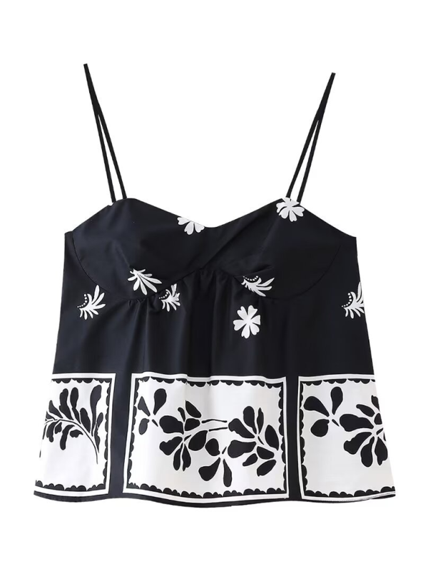 Floral Black Suspender printed top