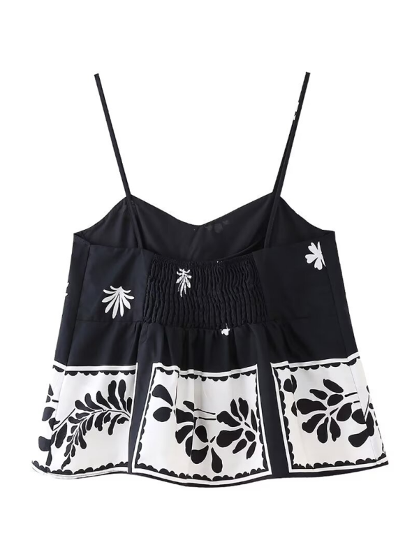 Floral Black Suspender printed top