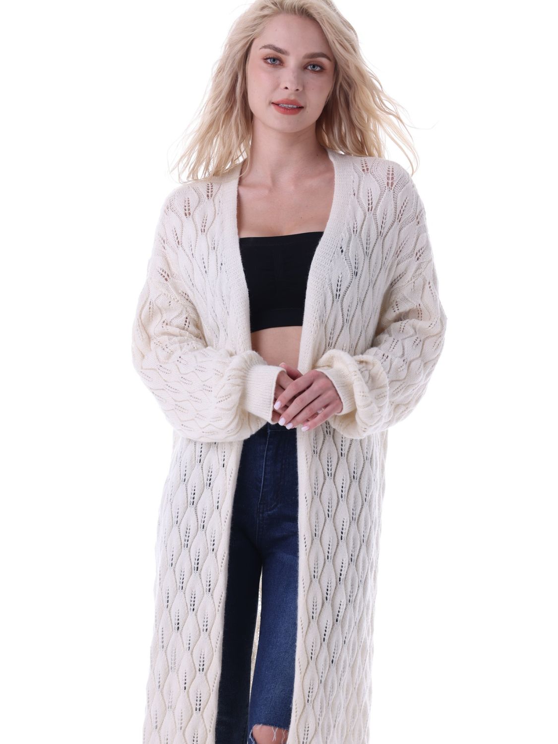 Open Front Longline Cardigan - Whiicka