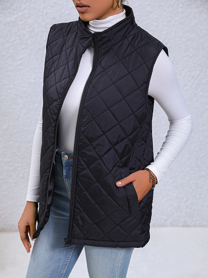 Zip-Up Vest with Pockets - Whiicka