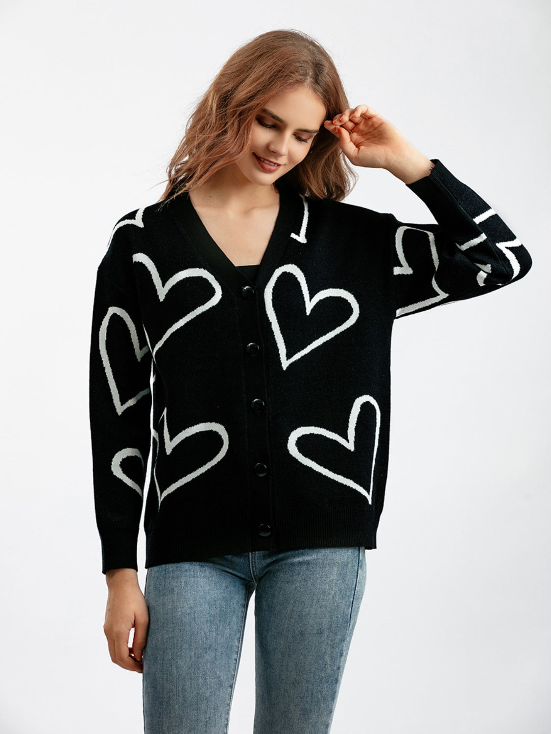 Heart Button Down Cardigan - Whiicka