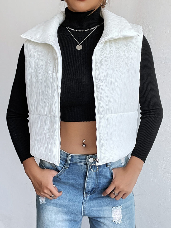 Zip-Up Collared Vest - Whiicka