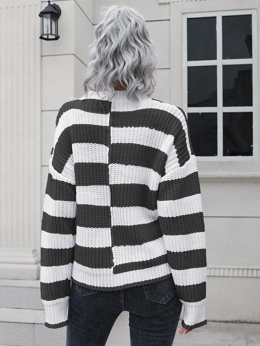 Two-Tone Dropped Shoulder Sweater - Whiicka