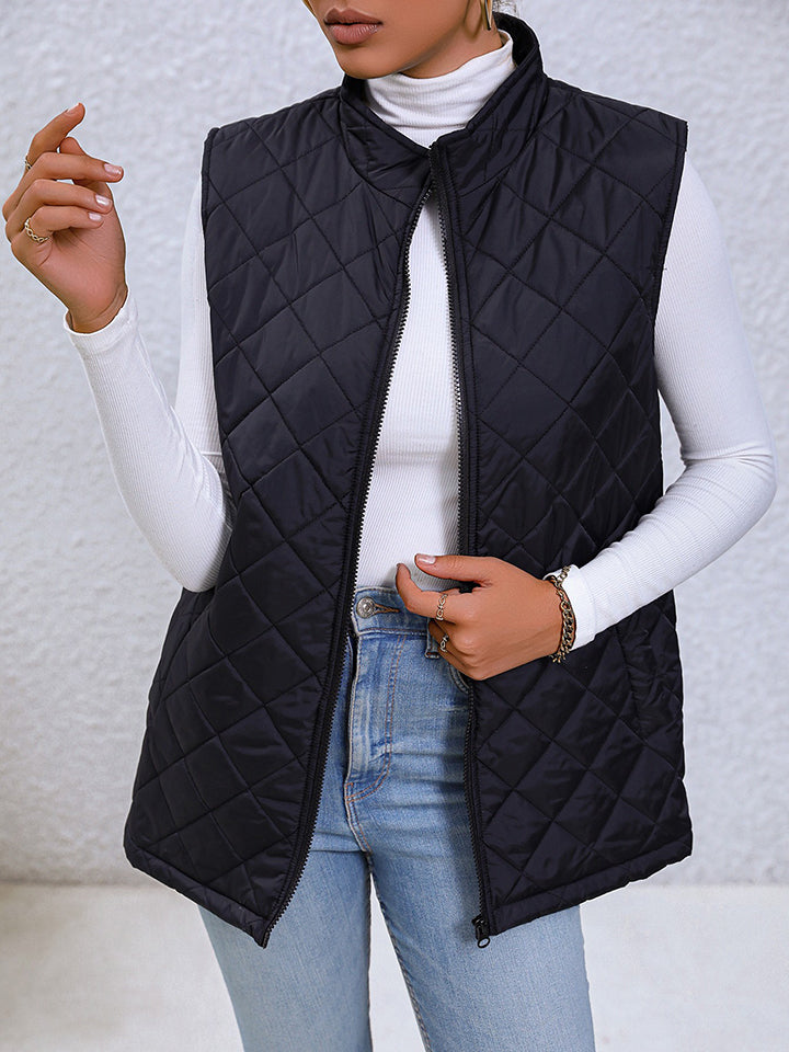 Zip-Up Vest with Pockets - Whiicka