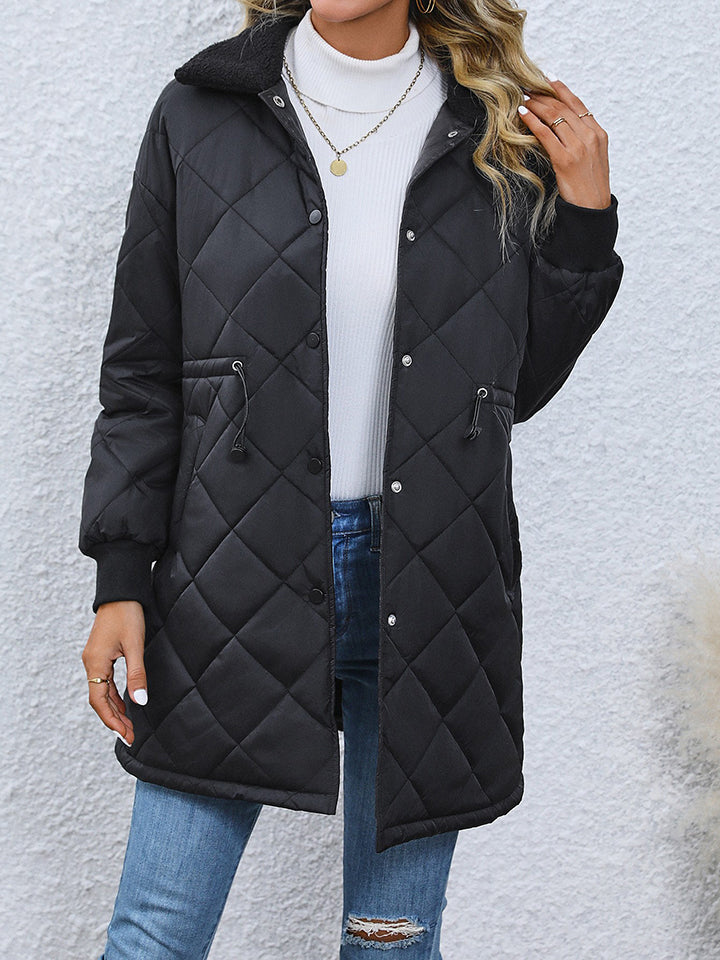 Drawstring Waist Longline Winter Jacket - Whiicka