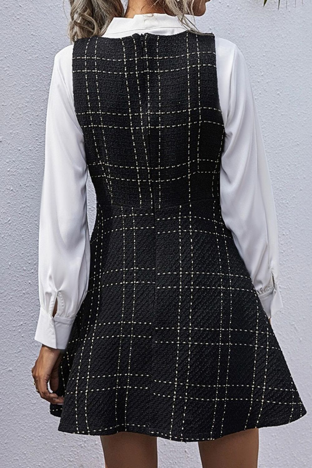 Plaid Sleeveless Dress with Pocket - Whiicka