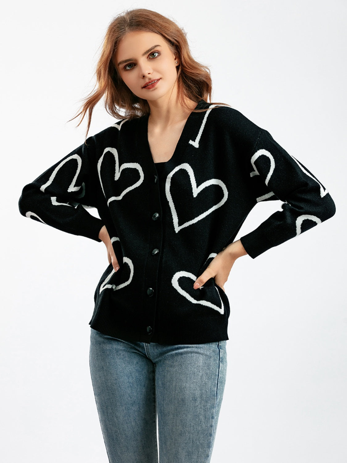 Heart Button Down Cardigan - Whiicka