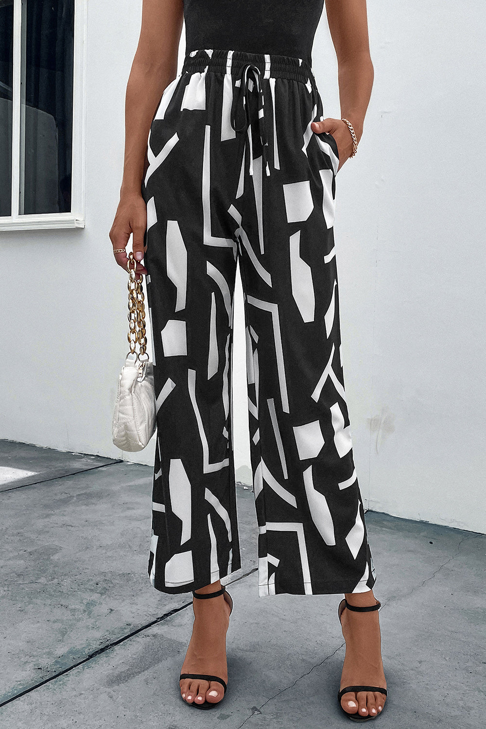 Printed Straight Leg Pants with Pockets - Whiicka