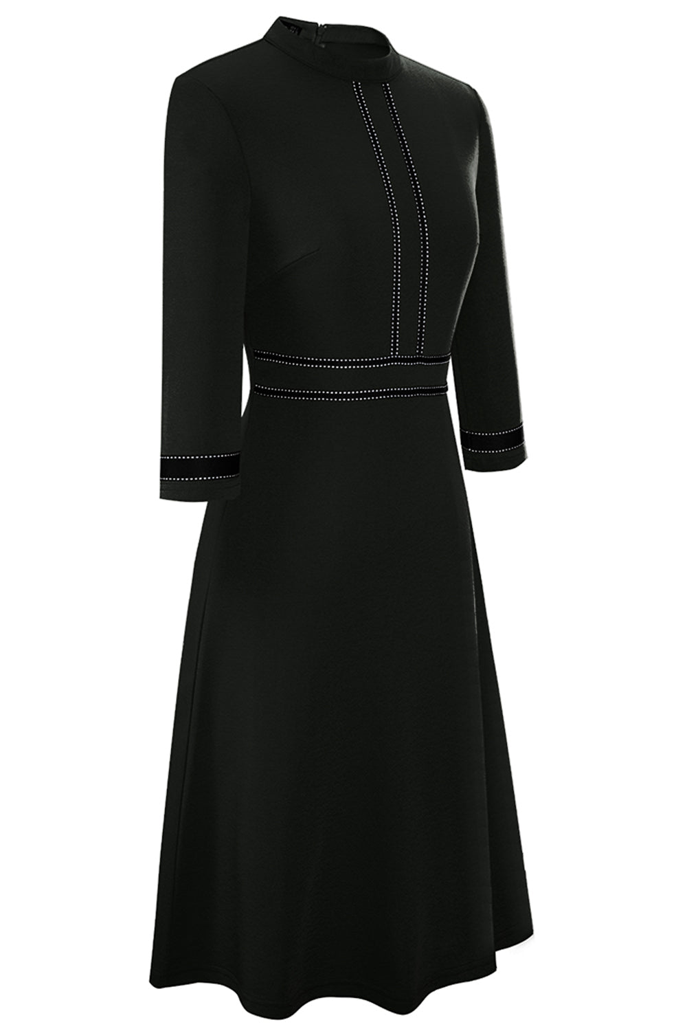 Round Neck Three-Quater Sleeve Dress - Whiicka