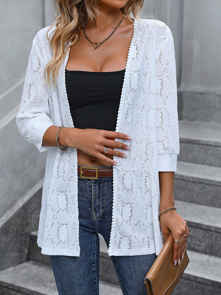 Three-Quarter Sleeve Cardigan - Whiicka