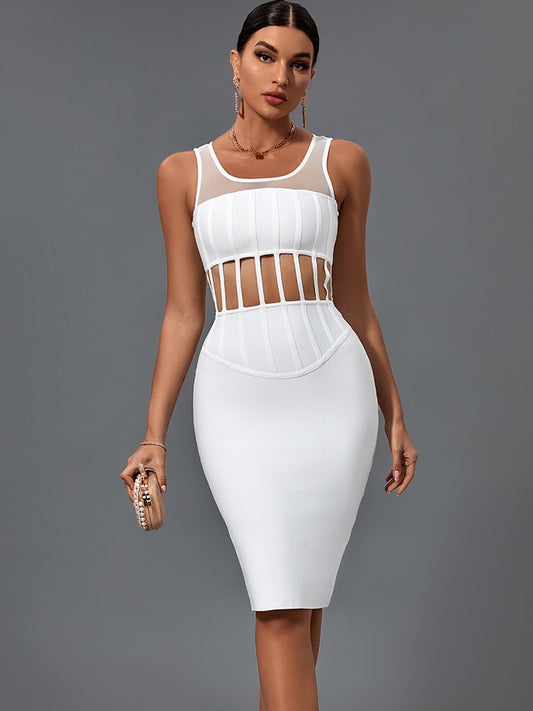 Elegant Sexy Ribbed Bandage Dress - Whiicka