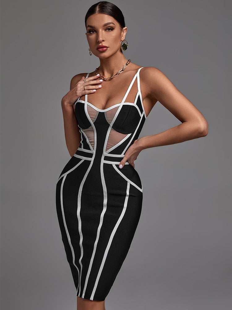 Sexy Mesh Insert Bandage Dress - Whiicka