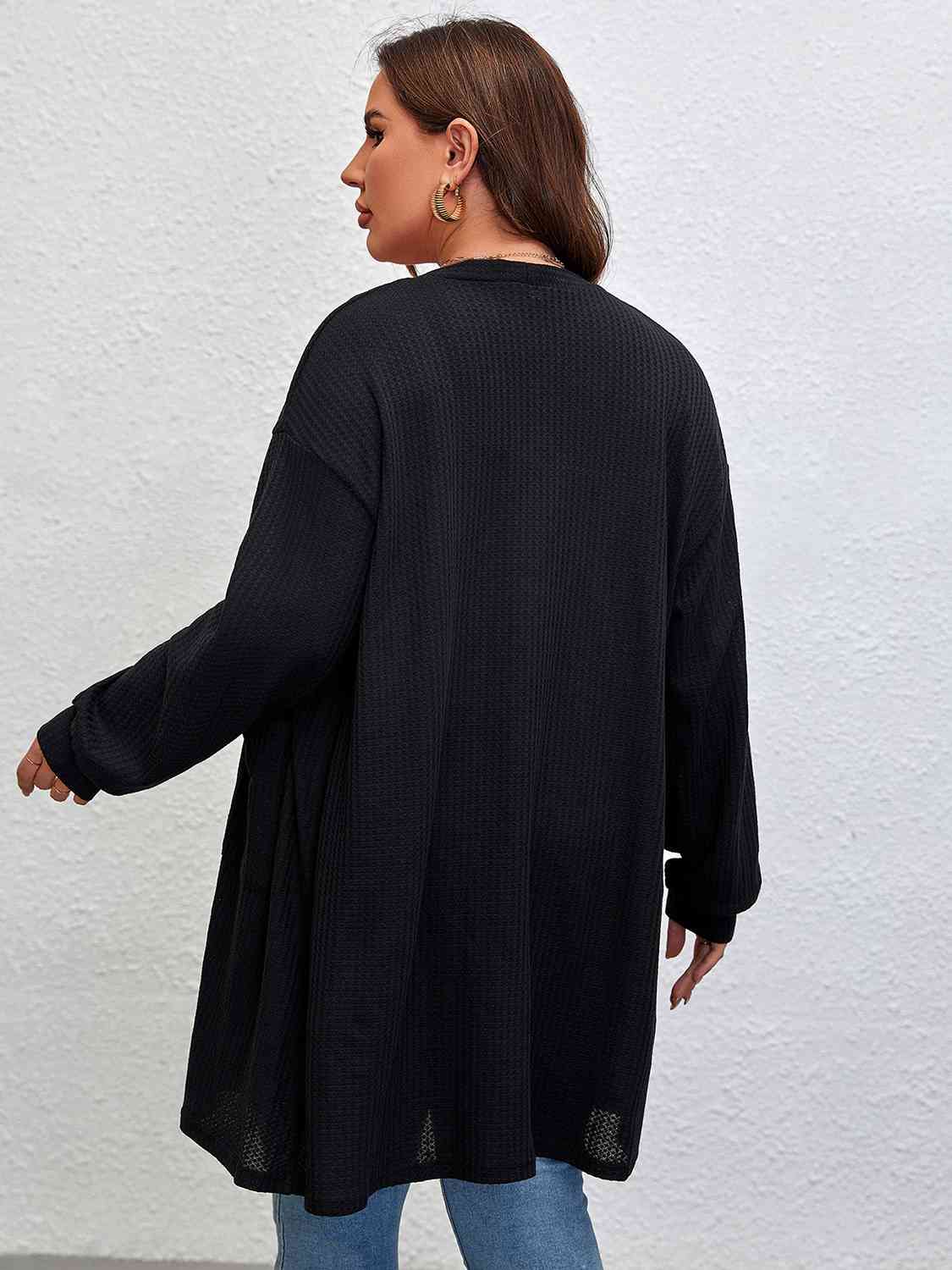 Plus Size Black Long Sleeve Cardigan