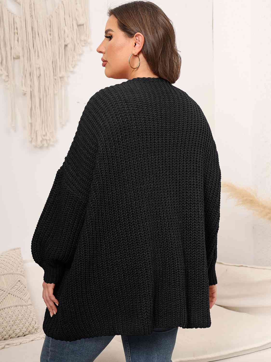 Plus Size Open Front Knit Cardigan