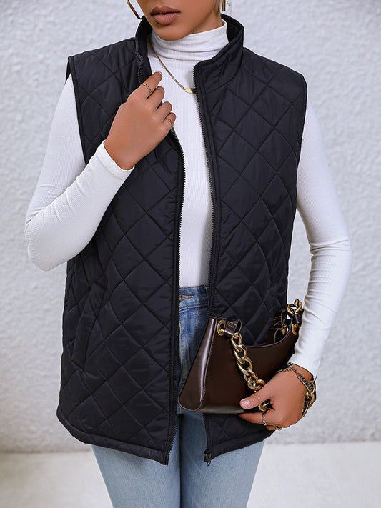 Zip-Up Vest with Pockets - Whiicka