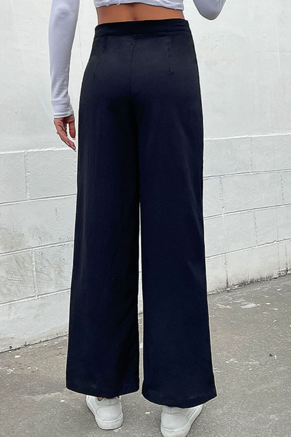 Black Double-Breasted Wide Leg Pants - Whiicka