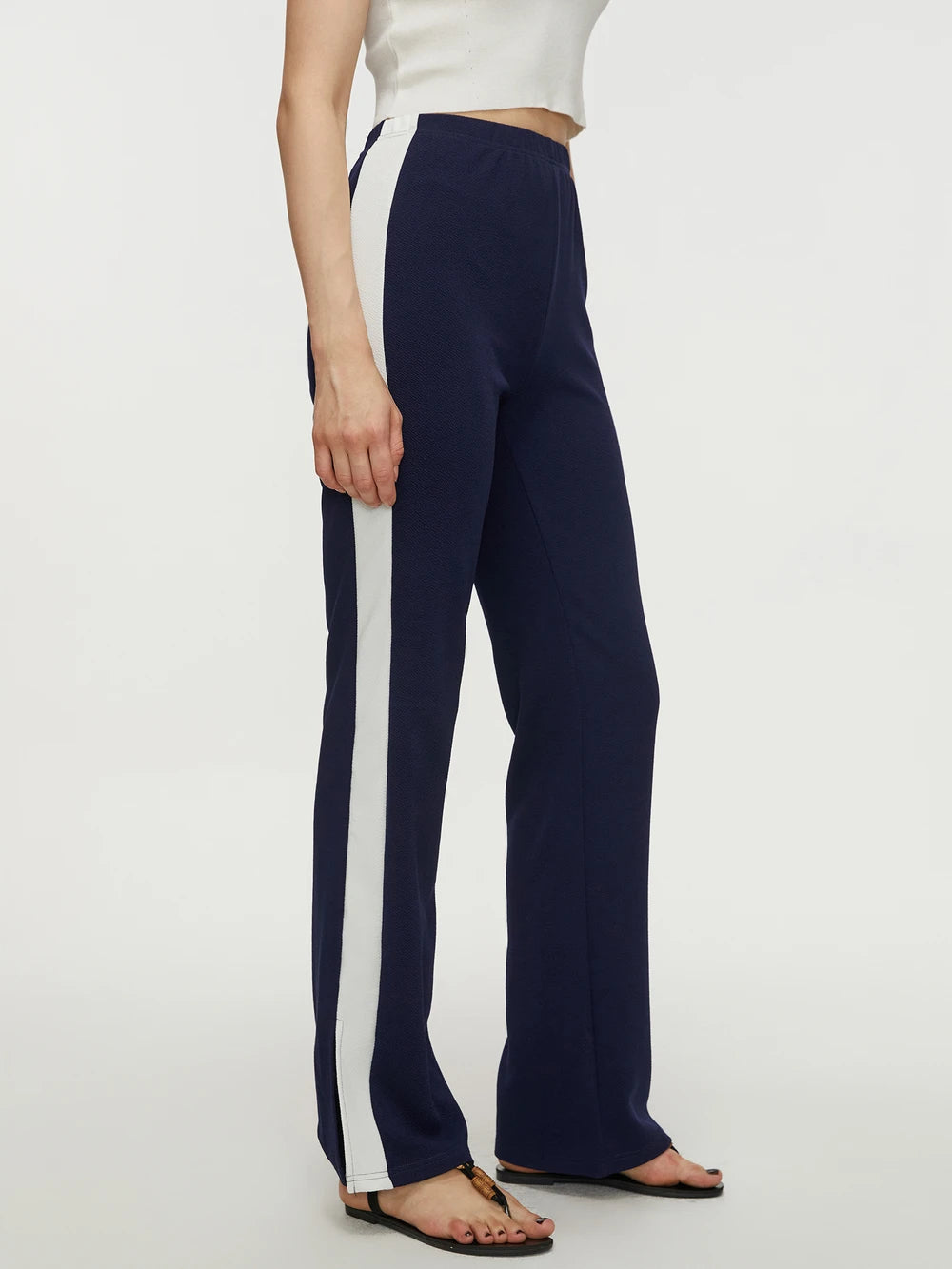 Contrast Slit Long Pants - Whiicka