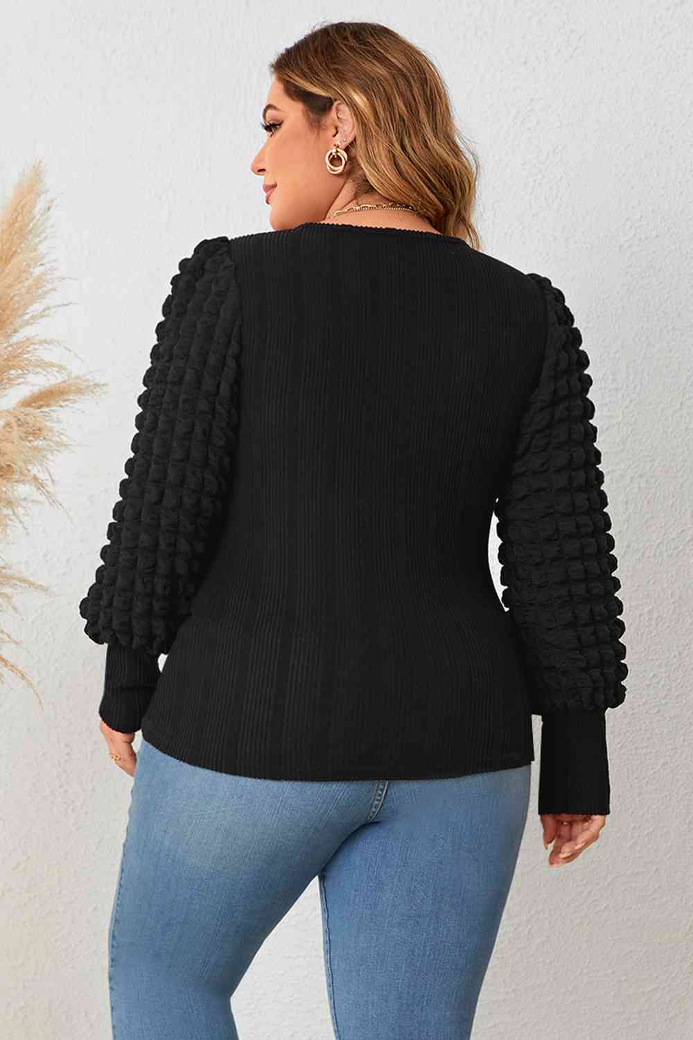 Plus Size Lantern Sleeve Blouse