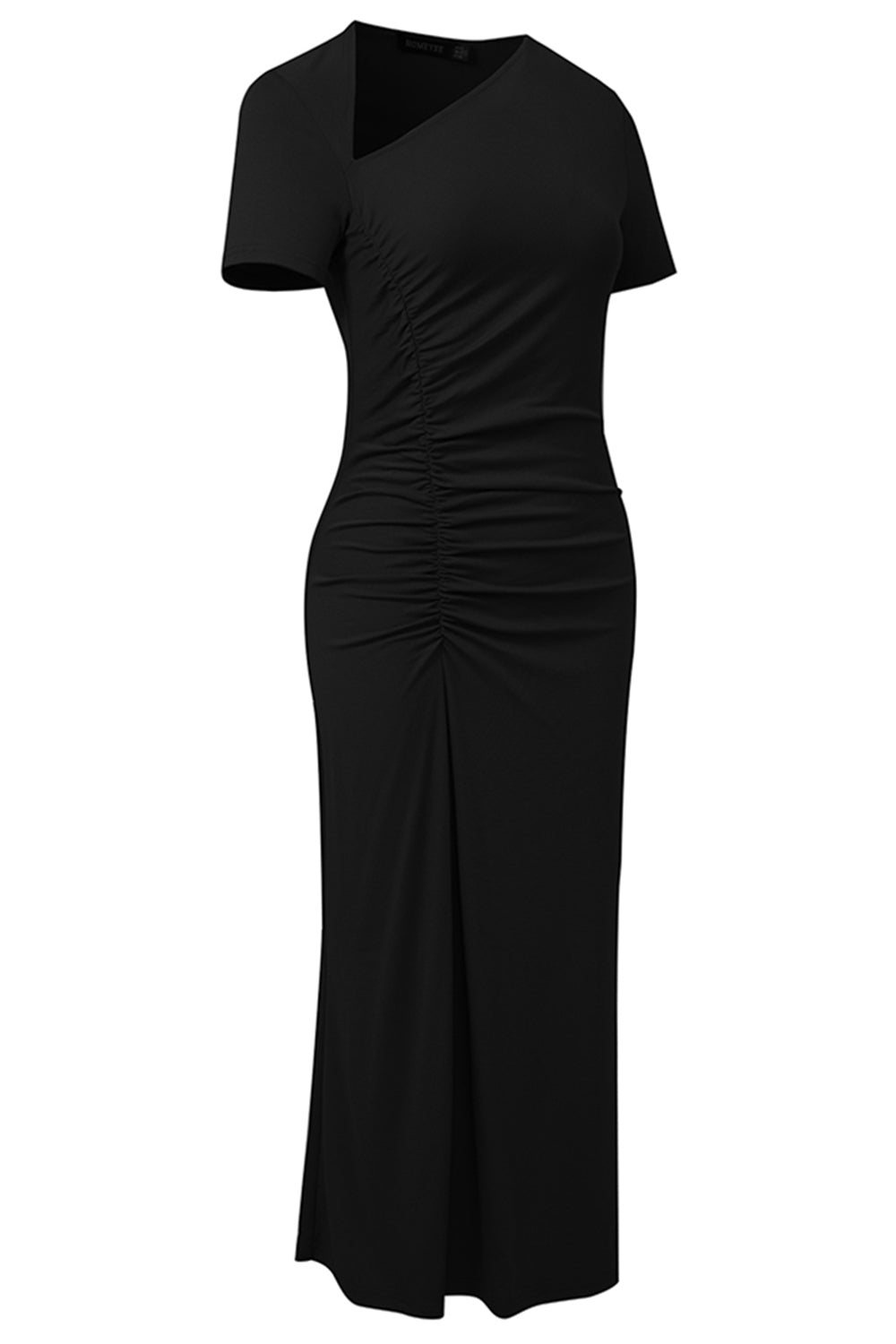 Asymmetrical Neck Ruched Midi Dress - Whiicka