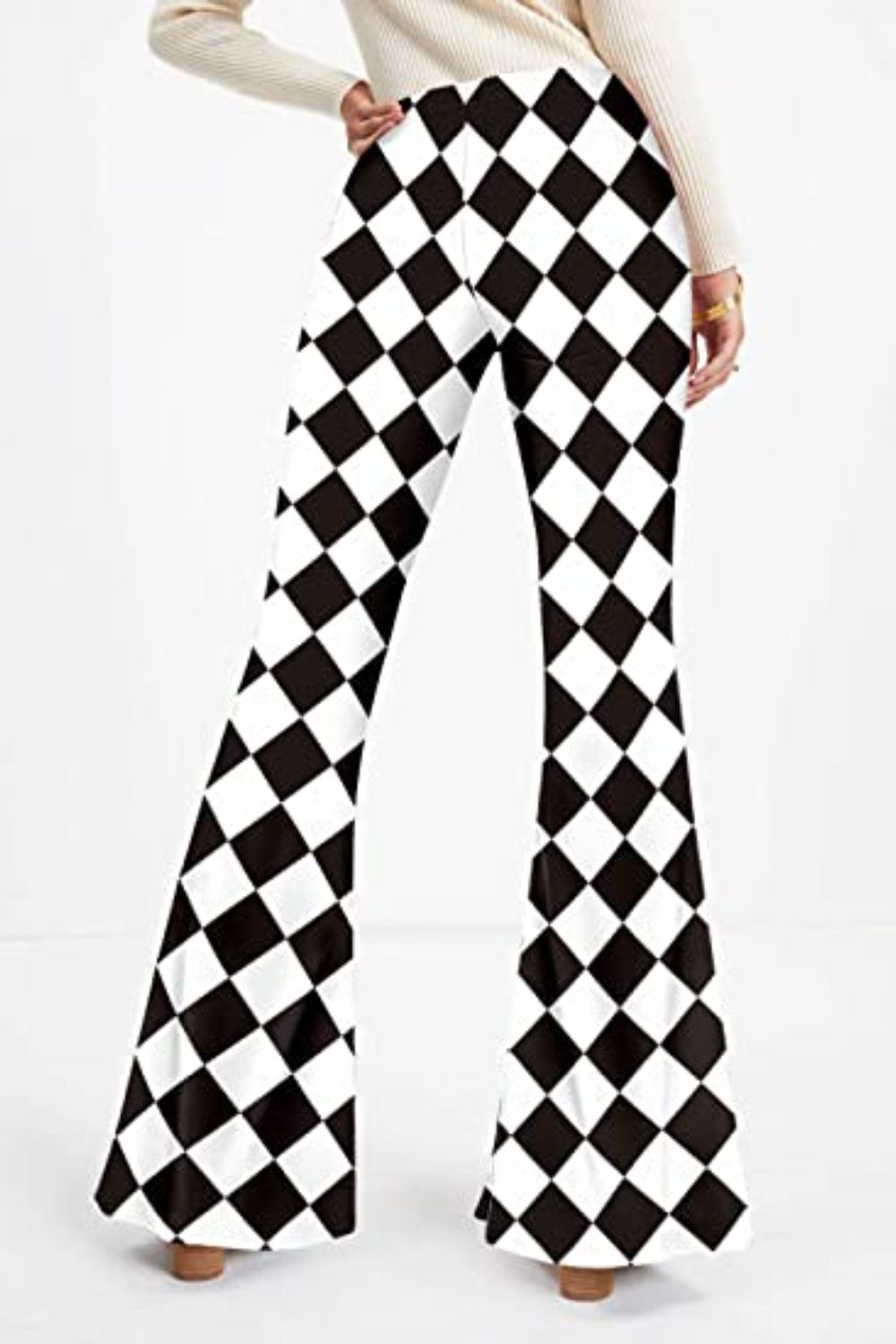 Checkered Flare Leg Pants - Whiicka