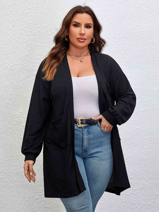 Plus Size Black Long Sleeve Cardigan