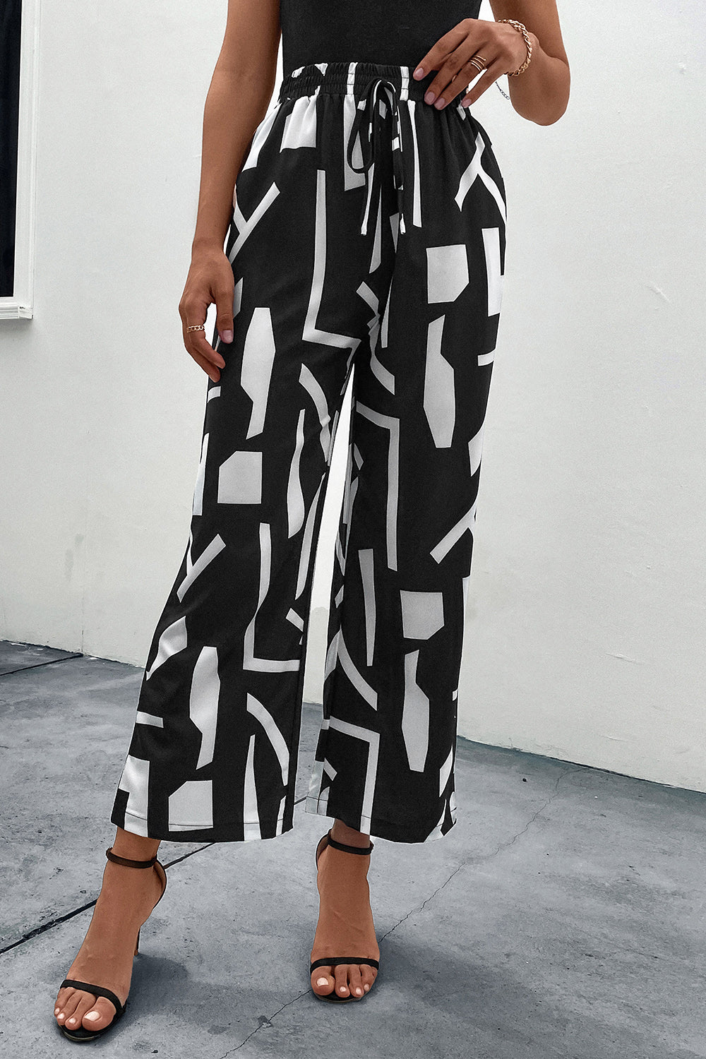 Printed Straight Leg Pants with Pockets - Whiicka