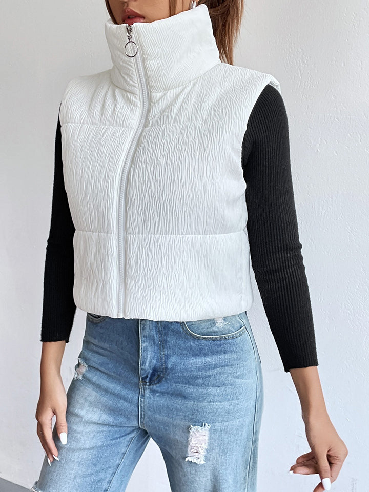 Zip-Up Collared Vest - Whiicka