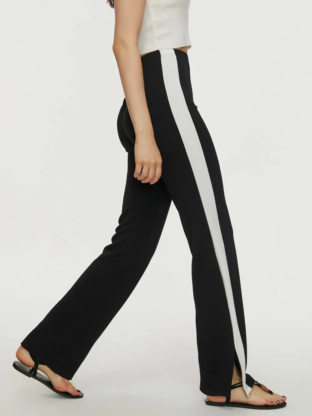 Contrast Slit Long Pants - Whiicka