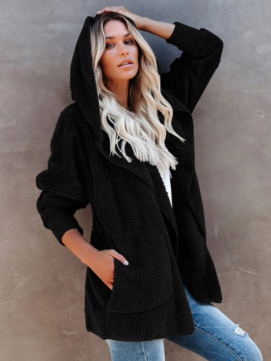 Long Sleeve Hooded Plush Jacket - Whiicka