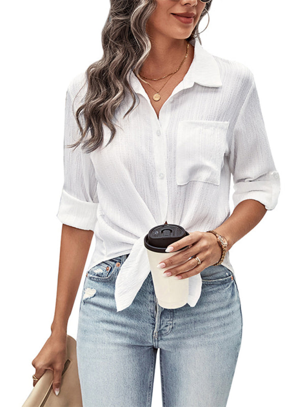 Long-sleeved Casual White Shirt - Whiicka