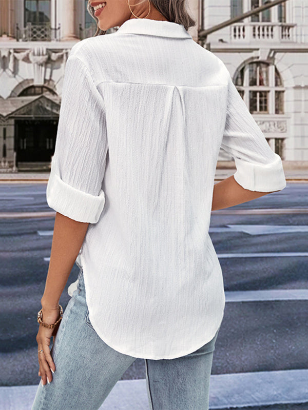 Long-sleeved Casual White Shirt - Whiicka